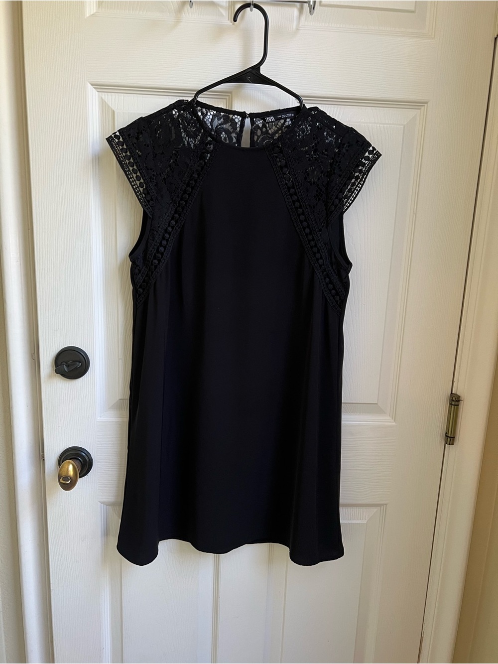 Zara Black Lace Yoke Sleeveless Dress